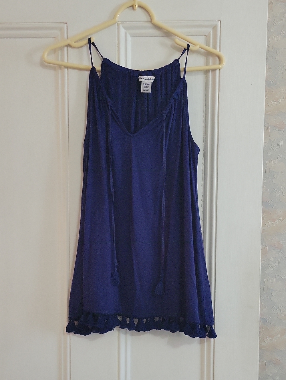 Tommy Bahama Womens Navy Spagetti Strap Camisole With Tassels- XS